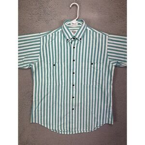 Kenny Rogers Shirt Adult Medium Green Striped Western Music Cowboy Button Up Men